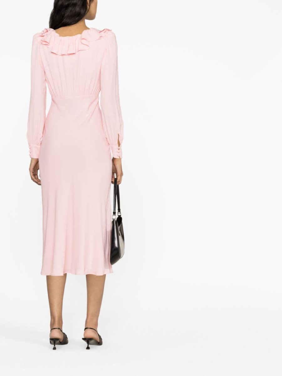 Alessandra Rich Silk Dress With Volant Collar - Loschi Boutique