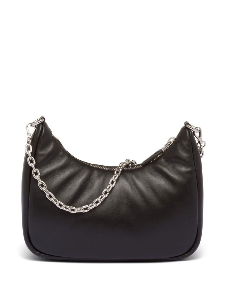 Prada Logo-plaque Chain-linked Mini Crossbody Bag in Black