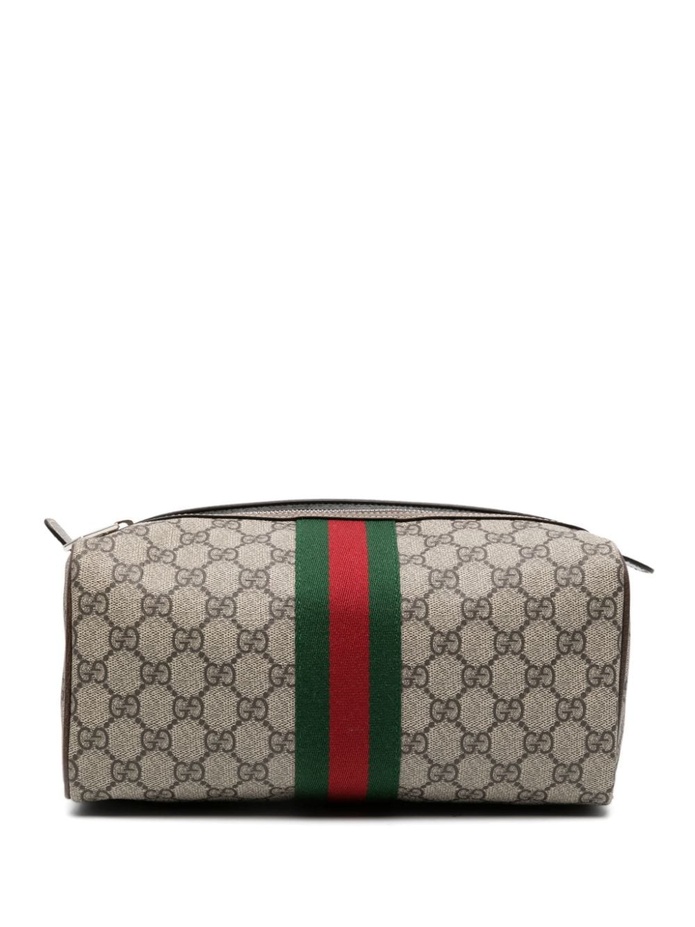 Gucci Textured Leather-trimmed Printed Coated-canvas Airpods Case In Grey  Multi