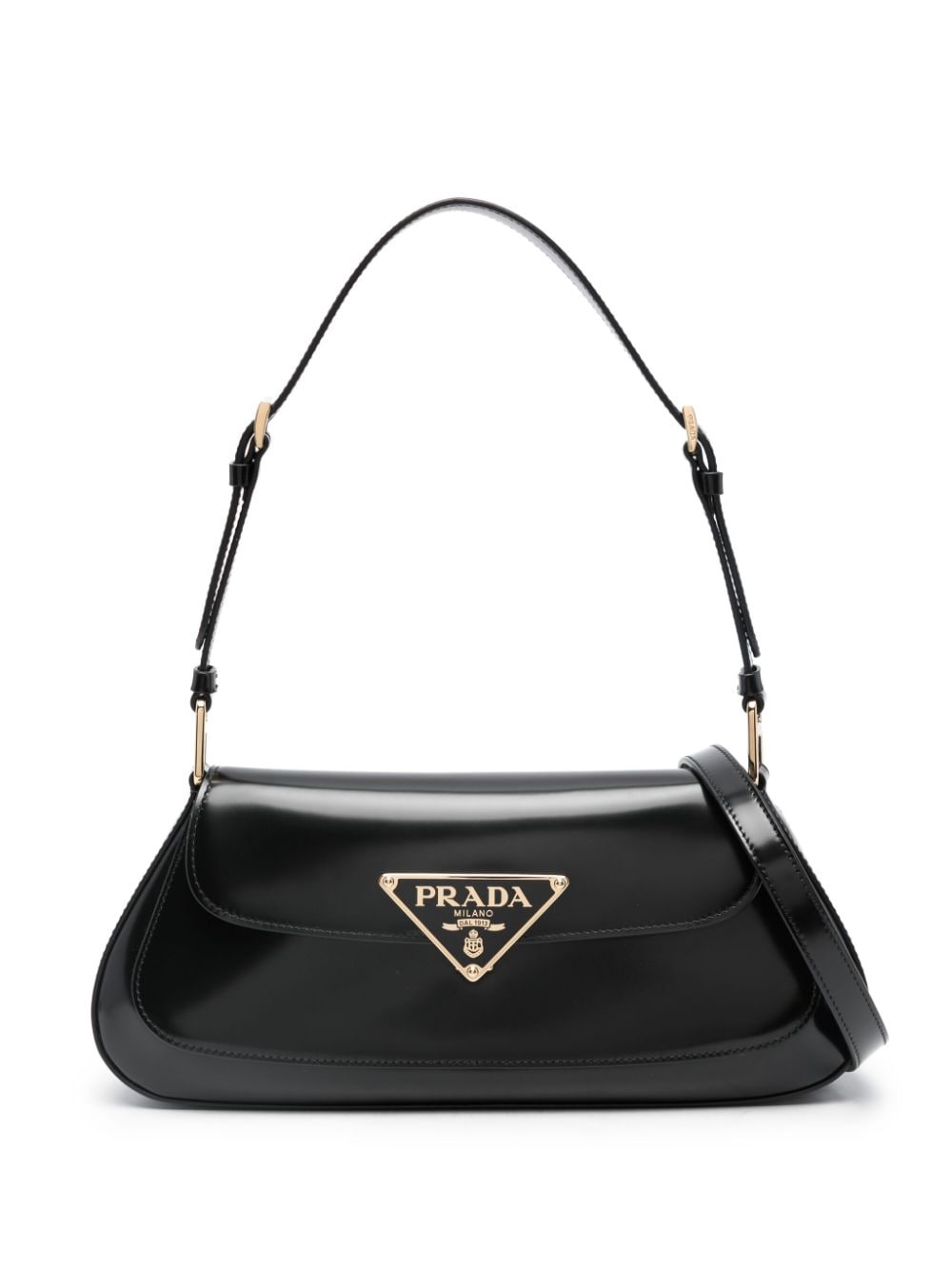 Prada Logo-stamp Foldover Top Brushed Bag in Black for Men