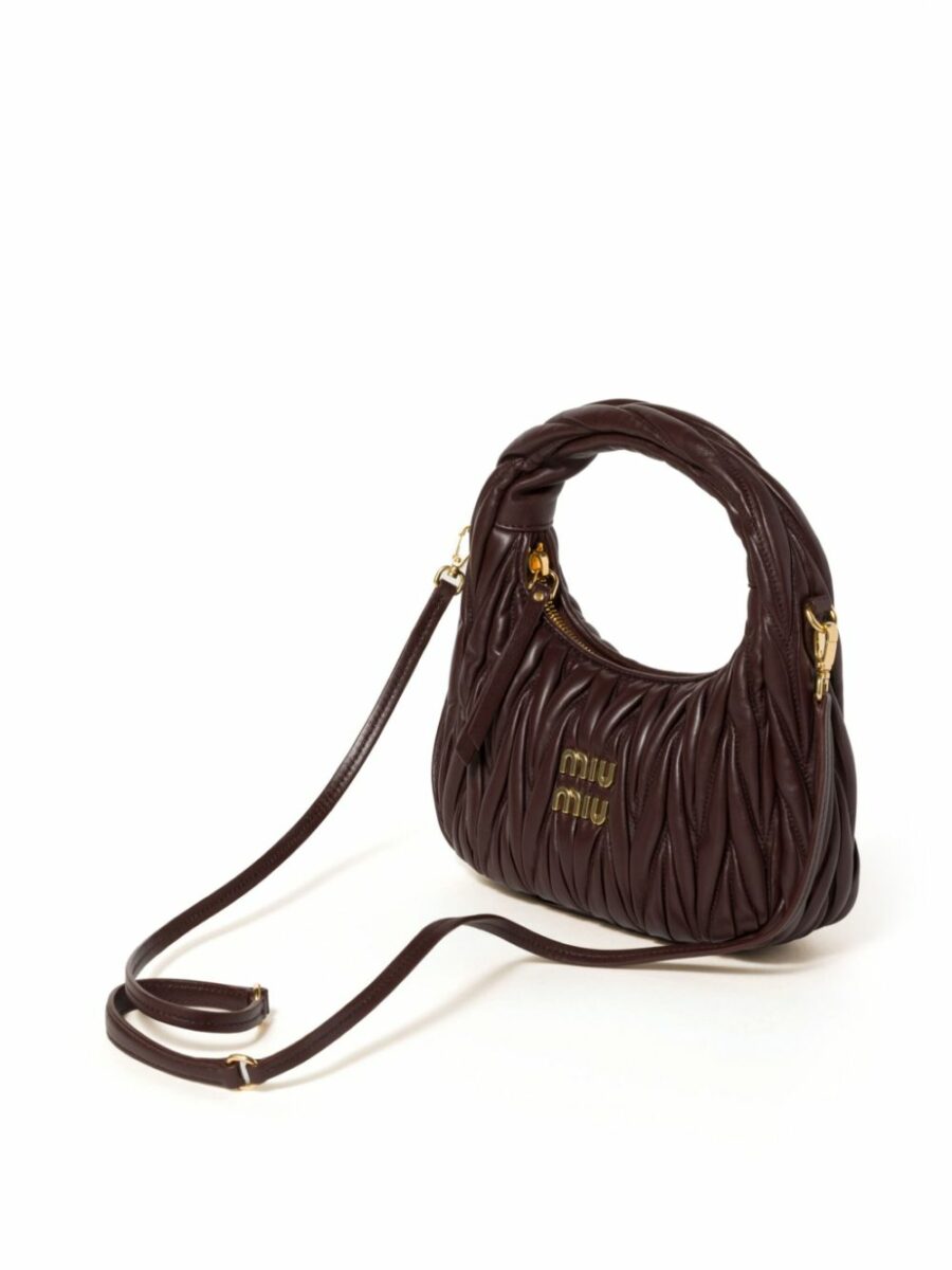 <strong>Miu Miu </strong><br>Wander Matelassé Nappa Leather Hobo Bag - Image 5