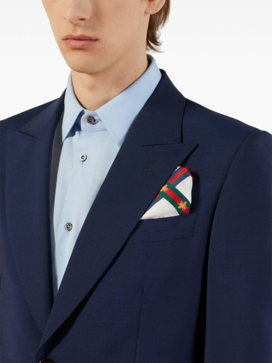 <strong>Gucci </strong><br>Bee Pattern Silk Pocket Square - Image 3