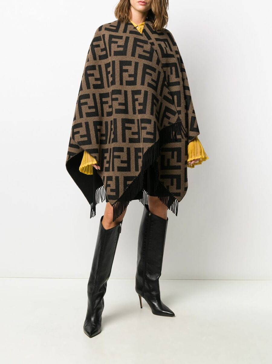 <strong>Fendi </strong><br>Poncho Con Peneri Ws E Lana - immagine 6