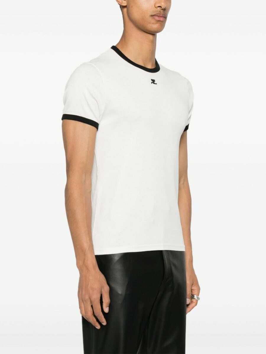 <strong>Courreges </strong><br>T-Shirt Con Bordi A Contrasto - immagine 3