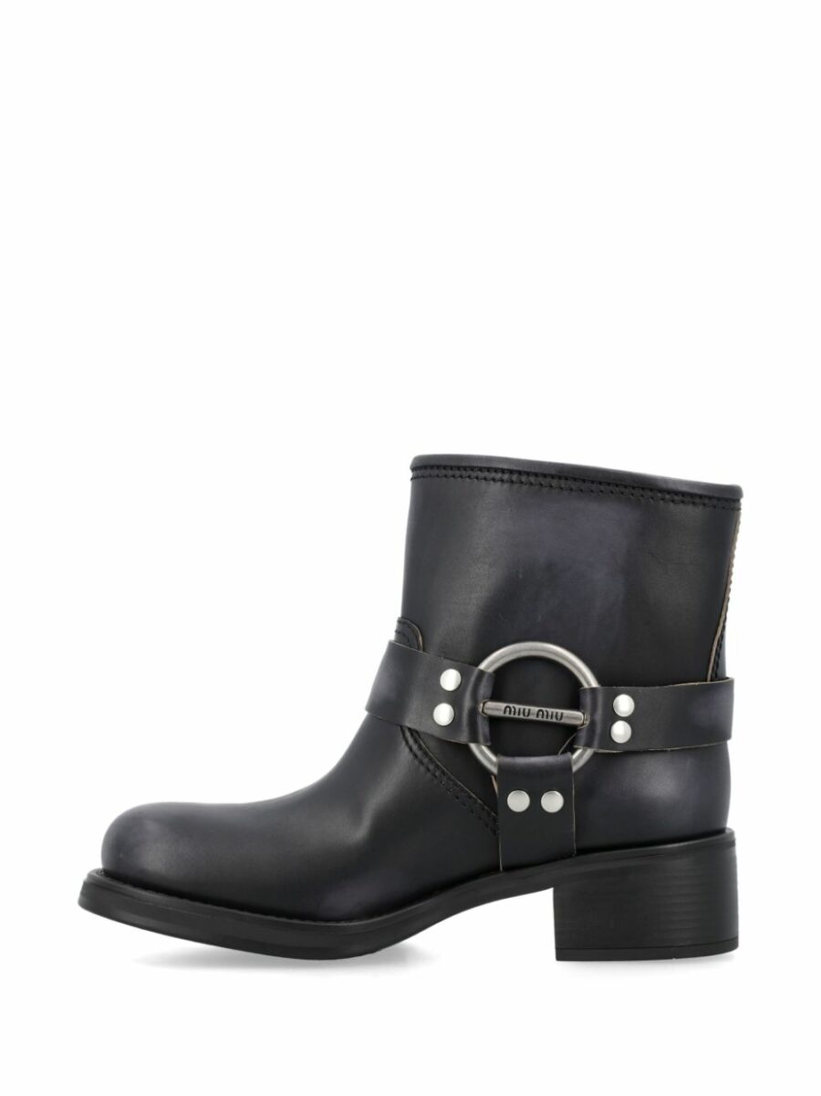 <strong>Miu Miu </strong><br>Vintage-Look Leather Booties - Image 4