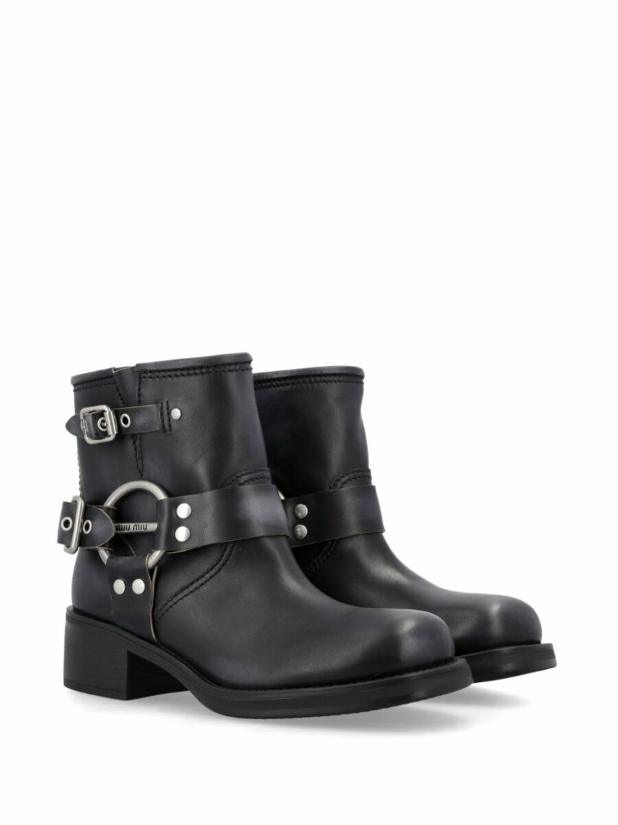 <strong>Miu Miu </strong><br>Vintage-Look Leather Booties - Image 3