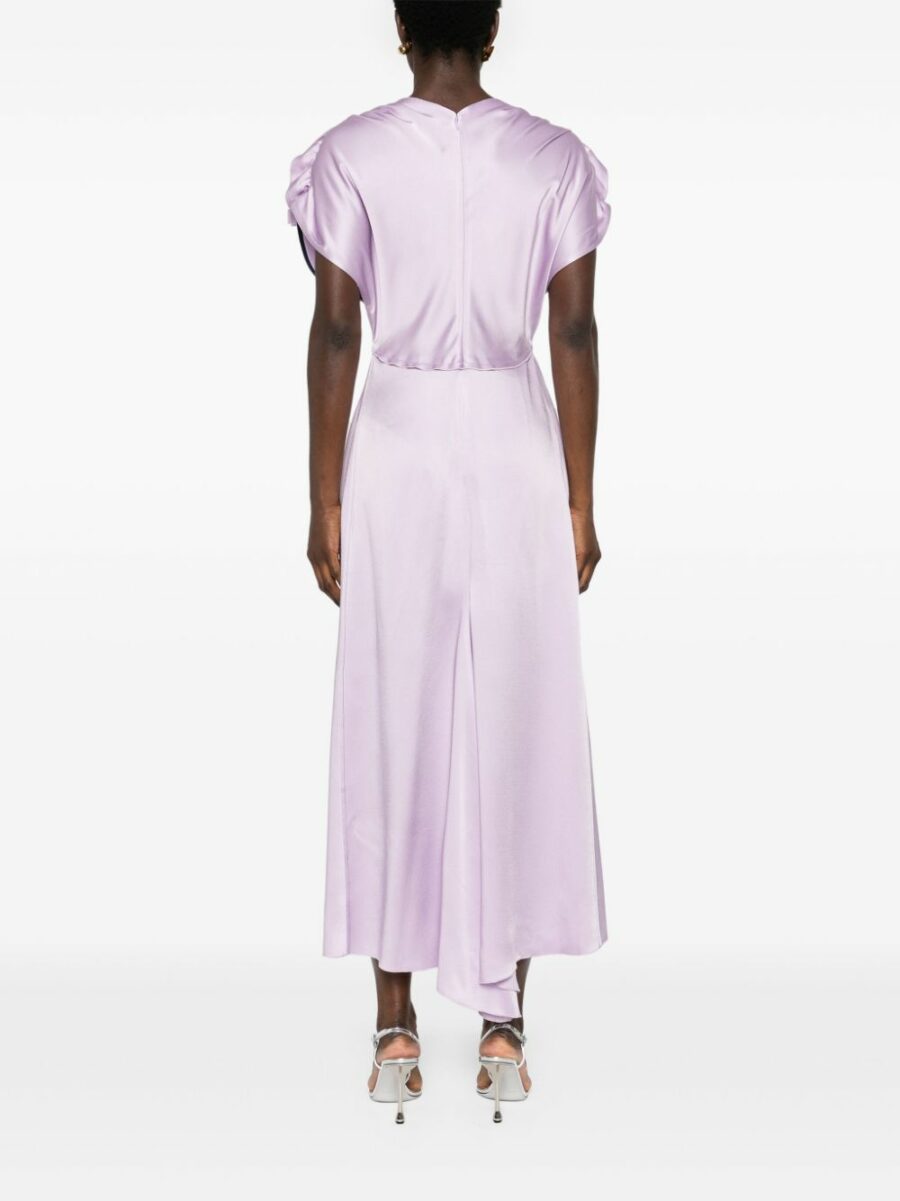 <strong>Victoria Beckham </strong><br>V Neck Ruffle Midi Dress - Image 3