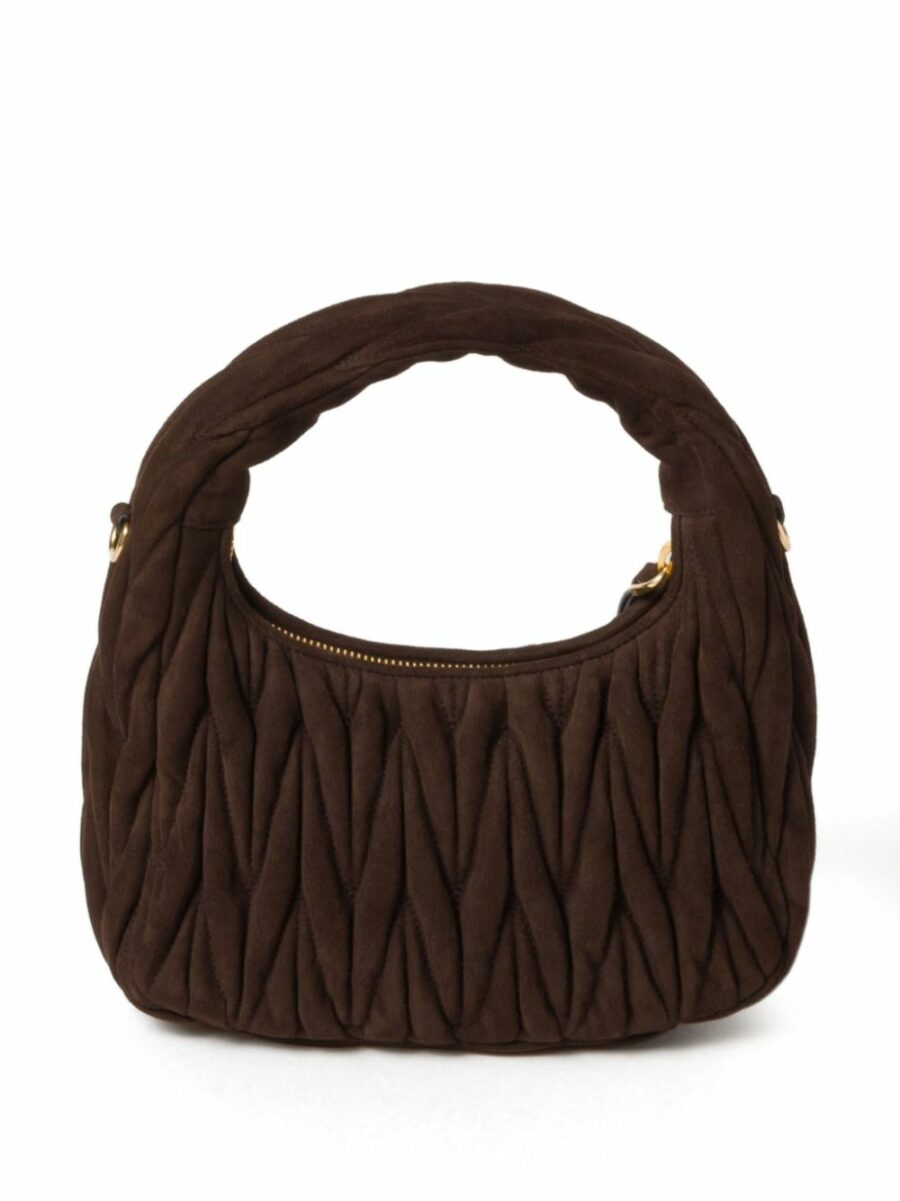 <strong>Miu Miu </strong><br>Wander Matelassé Buckskin Eather Hobo Bag - Image 3