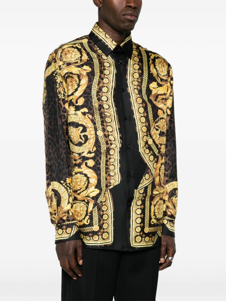 <strong>Versace </strong><br>Camicia In Seta Stampa Barocco - immagine 4