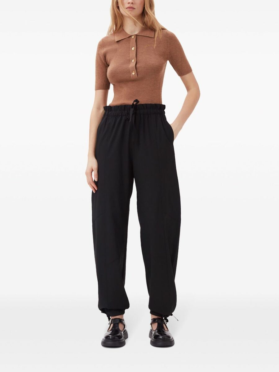 <strong>Ganni </strong><br>Drapey Melange Elasticated Waist Pants - Image 4