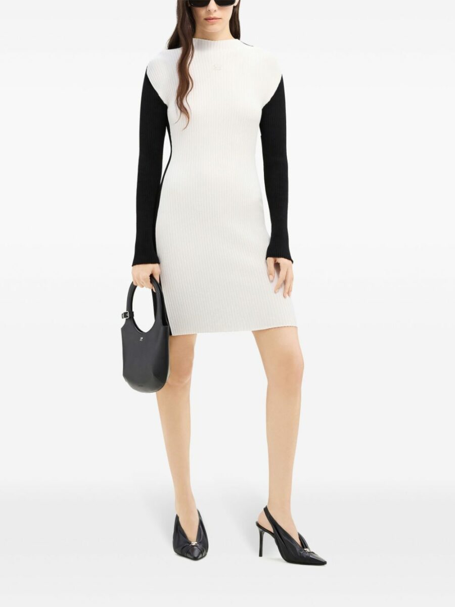 <strong>Courreges </strong><br>Bicolor Rib Knit Dress - Image 4