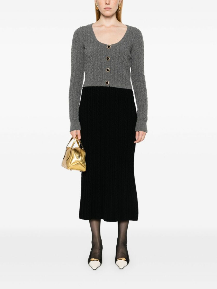 <strong>Alessandra Rich </strong><br>Wool Blend Knitted Skirt With Jewel Buttons - Image 3