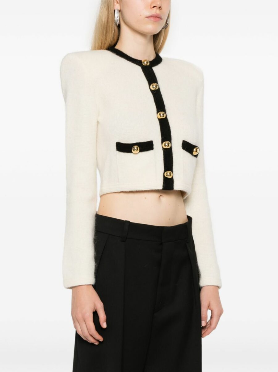 <strong>Alessandra Rich </strong><br>Knitted Cropped Cardigan - Image 3