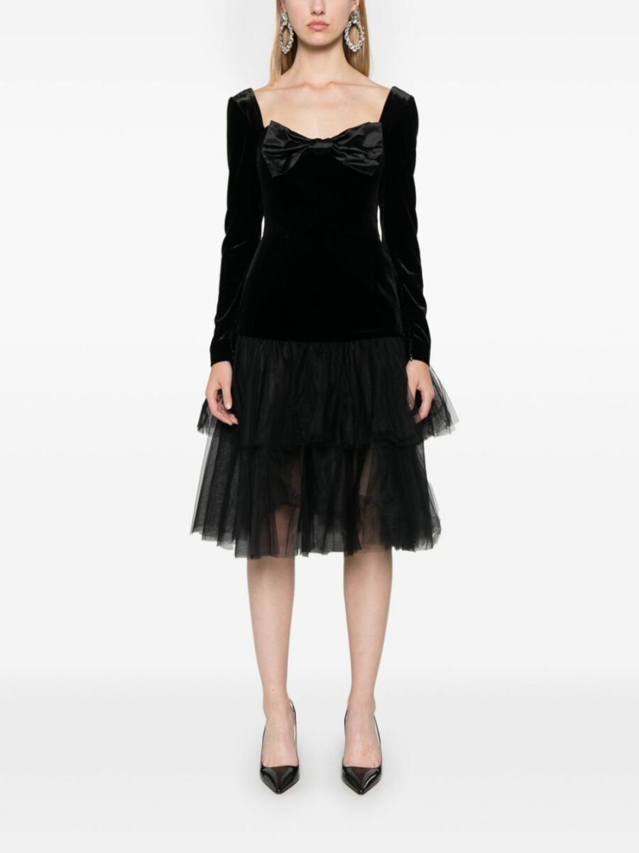 <strong>Alessandra Rich </strong><br>Velvet Dress With Tulle Skirt - Image 5