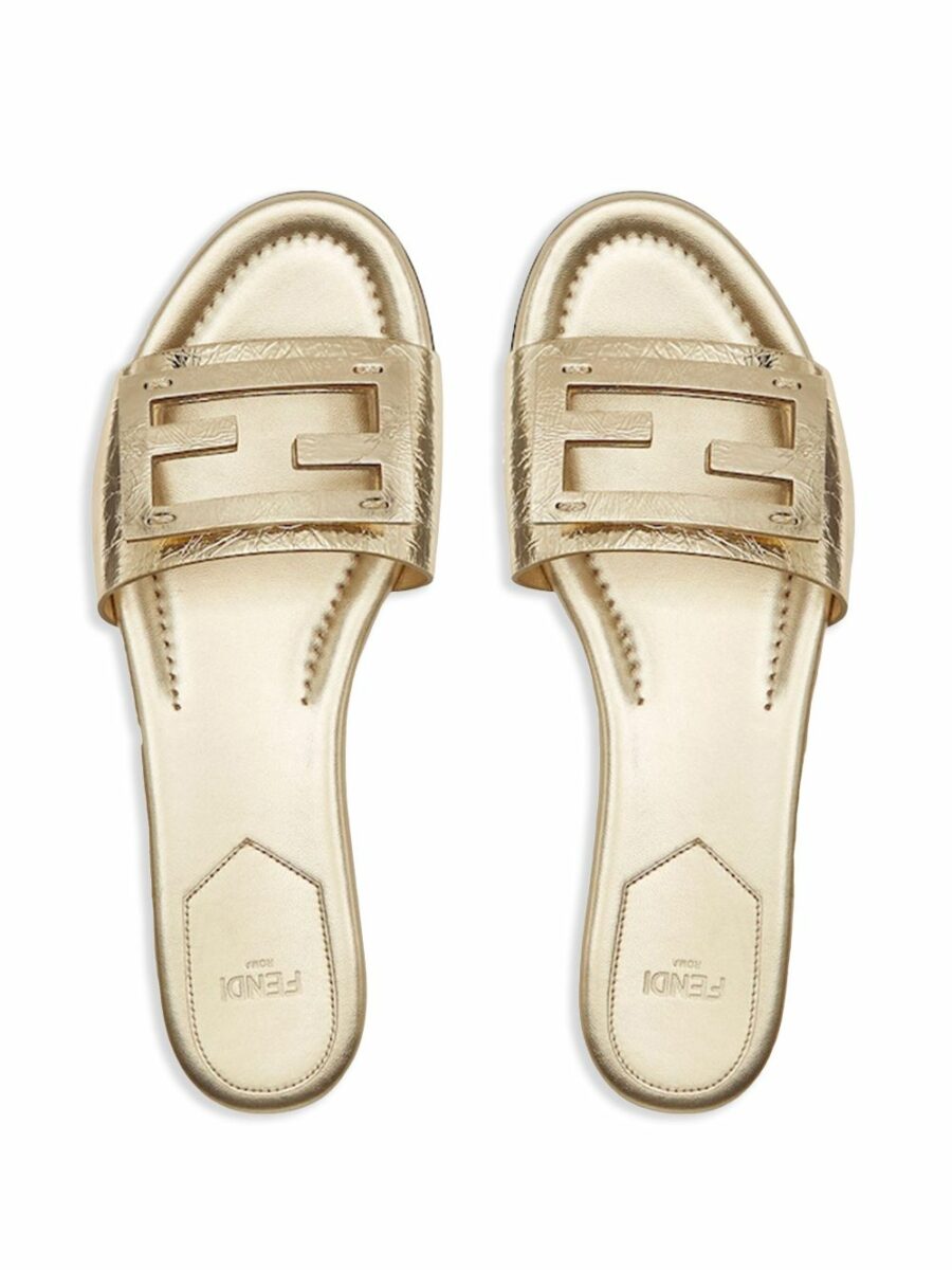 <strong>Fendi </strong><br>Baguette Nappa Leather Slides - Image 3